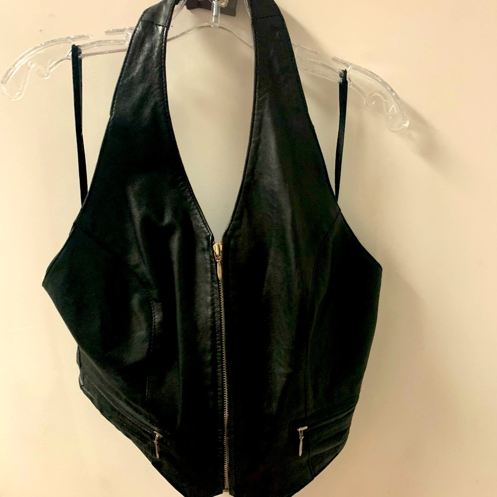 Wilson’s Genuine Leather Zippered Halter Top